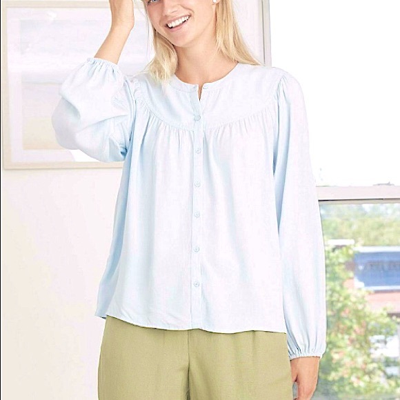 a new day Tops - A New Day Button Down Baby Blue Blouse Small